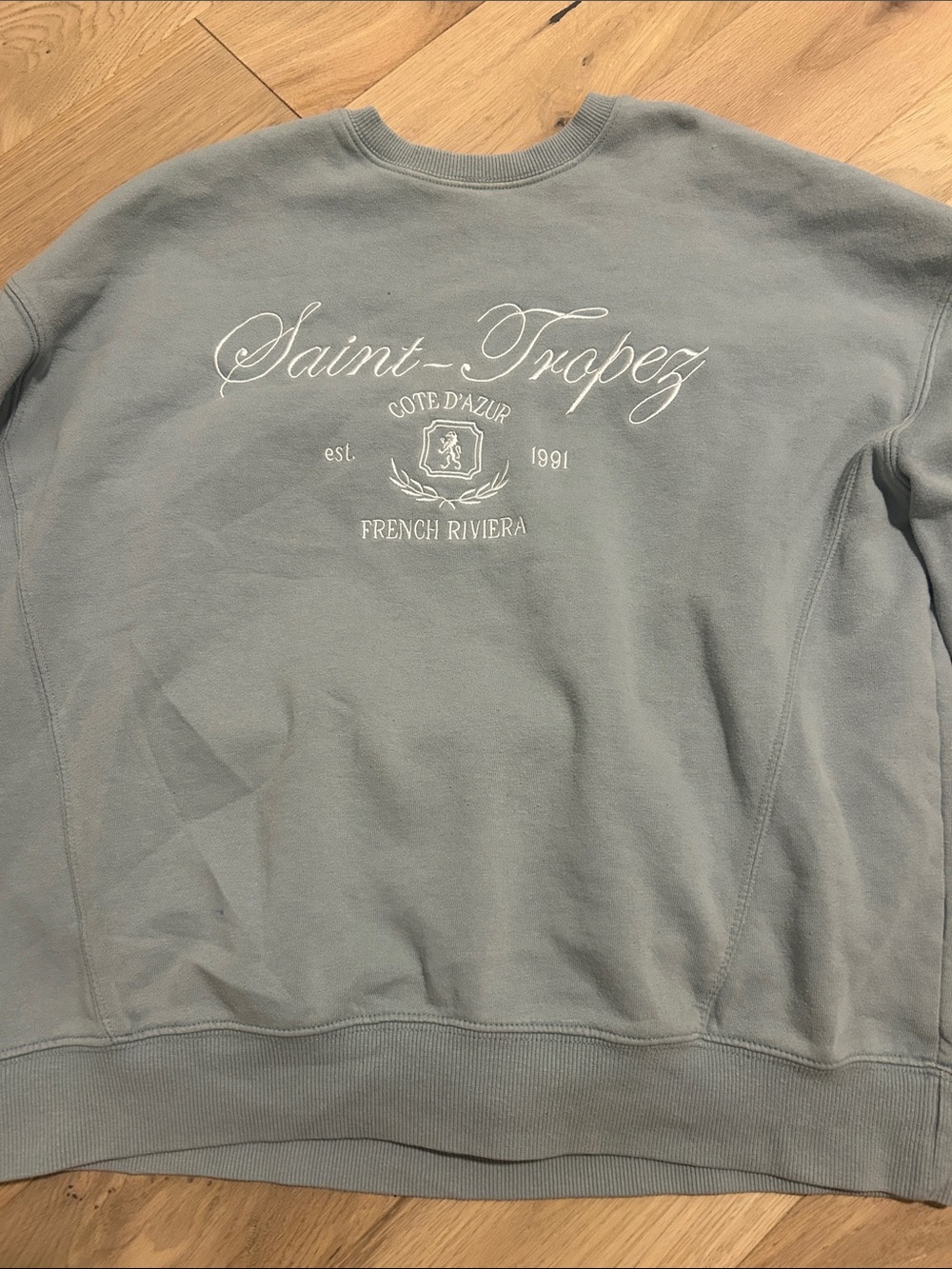 Garage Embroidered Crewneck Sweater - Light Blue